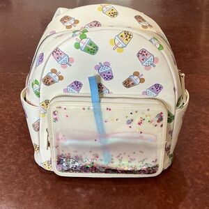 Danielle Nicole Disney White Backpack with Bubble Tea Print